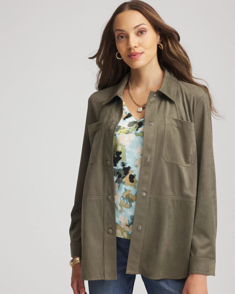 Vintage Suede Tie Front Shacket (S)